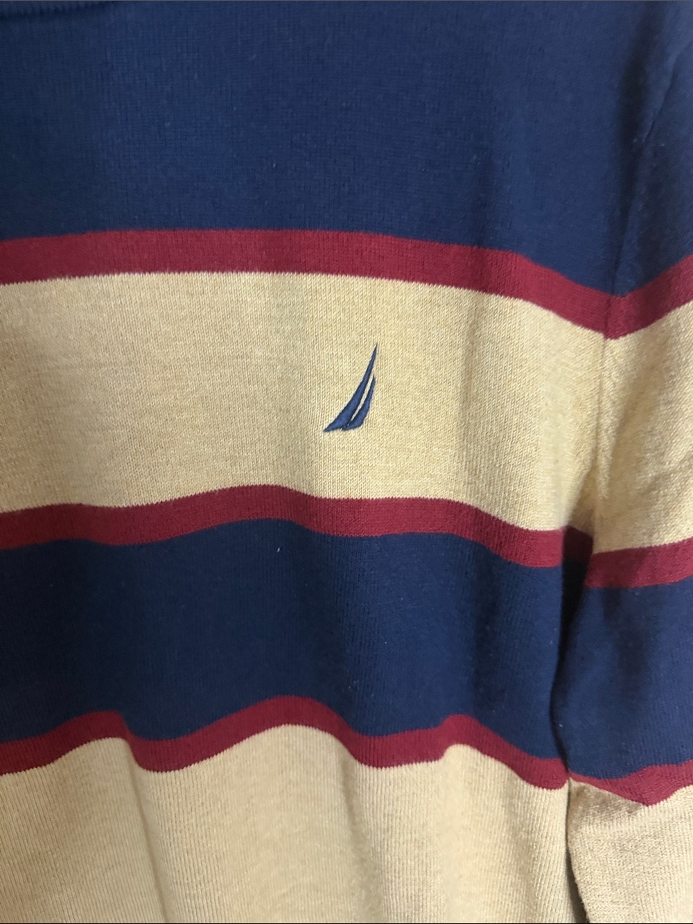 Vintage Nautica Men's Crewneck Sweater in Navy, Olive & Burgundy - Picture 5 of 6